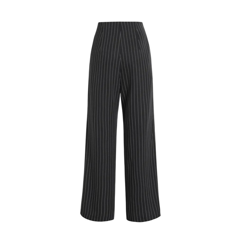 Cider Women’s Medium Pin Striped Button Front Straight Leg Pants Black White New - Picture 4 of 10